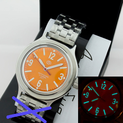 Glossy 420660orange  BG9W+C3 lume VOSTOK Amphibia 200m