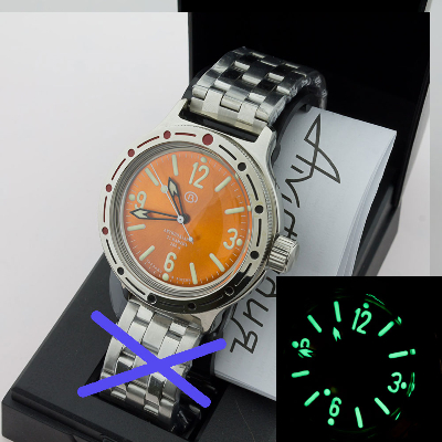 Glossy 420660ORANGE C3lume  VOSTOK Amphibia 200m