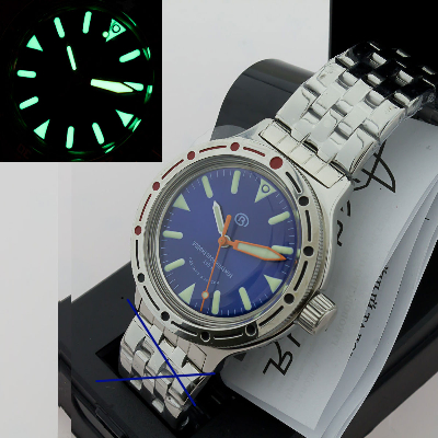 GLOSSY 710512blue C3LUME VOSTOK AMPHIBIA 200M